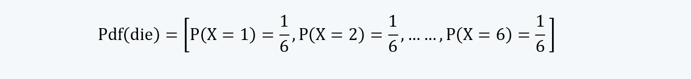 probability density function for a set of die Quantitative Methods CFA level 1 Study Notes