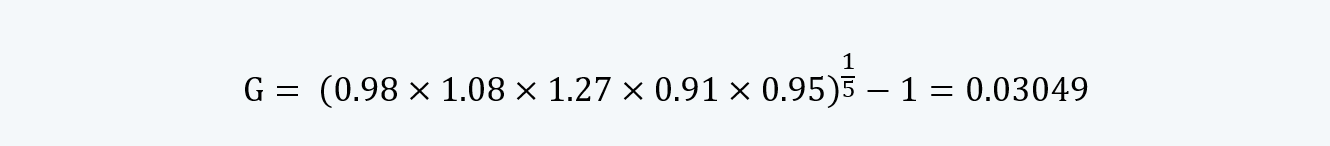 Geometric Mean Example Quantitative Methods CFA level 1 Study Notes