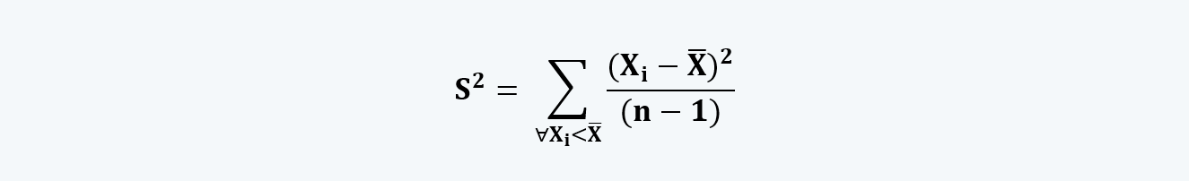 Semi Variance formula Quantitative Methods CFA level 1 Study Notes