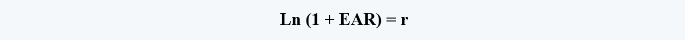 Stated Rate from Effective Annual Rate  Compounded continuously Quantitative Methods CFA level 1 Study Notes