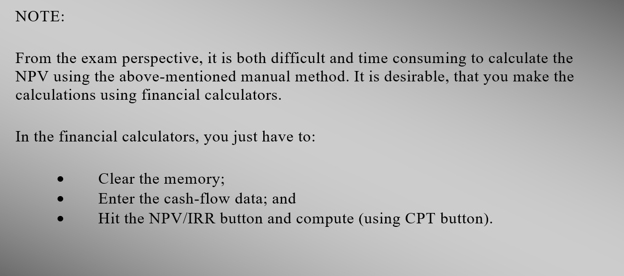Calculating NPV and IRR on financial calculators CFA Level 1